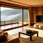부탄의 주요 리조트 추천 - **Amankora Paro Lodge: Serene Mountain Retreat**
    "A wide-angle shot of a luxurious, minimalist A...