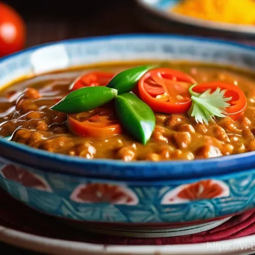 부탄 전통 요리 - **A Vibrant Ema Datshi Feast:** A detailed, close-up shot of a steaming bowl of Ema Datshi, the nati...
