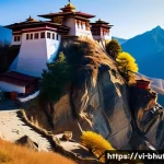 Home 21 부탄 왕국에서 발생한 주요 역사적 사건 - A serene Bhutanese Buddhist monastery perched on a rugged Himalayan mountain slope during autumn, su...
