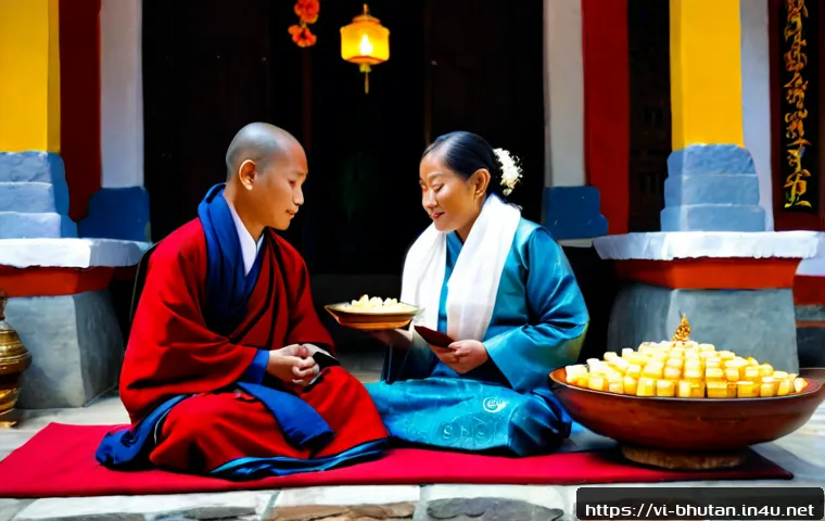 Home 30 부탄 전통 혼례 문화 - Photorealistic Bhutanese traditional wedding ceremony inside a serene Himalayan monastery courtyard,...